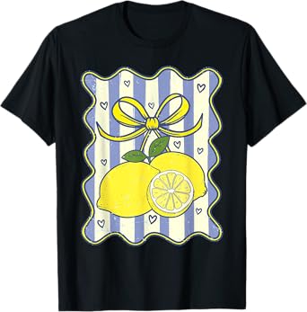 Lemon Coquette Bow Summer Vacation Hawaii Beach Family Retro T-Shirt