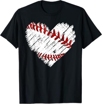 Retro Heart Baseball Mama Women Mom Mother's Day T-Shirt