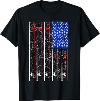 American US Flag Fishing Rod Top, Cool Fisherman Top For Him T-Shirt