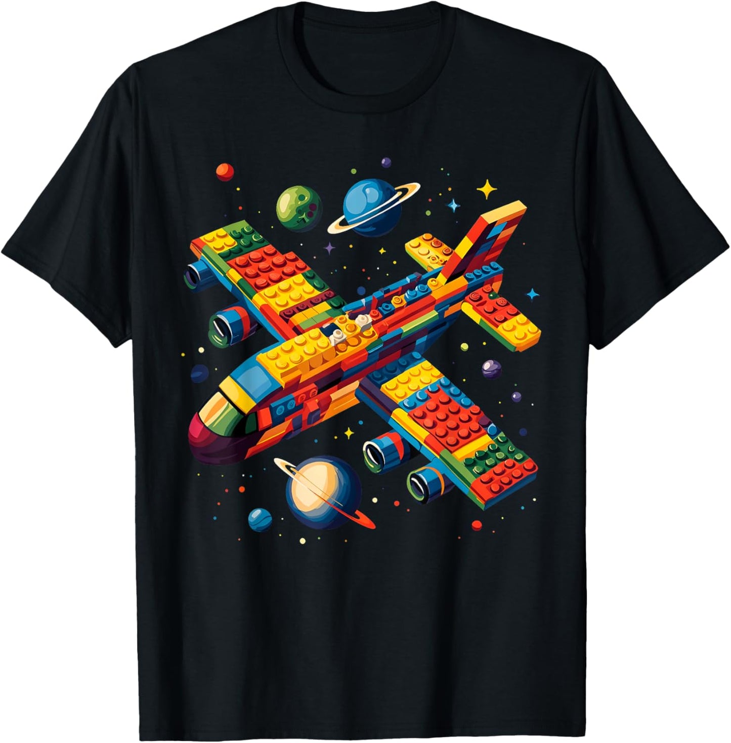 Airplane Kids Boy Funny Master Builder Building Block Brick T-Shirt