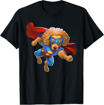 Superhero Poodle Red Cape Super Hero Dog T-Shirt