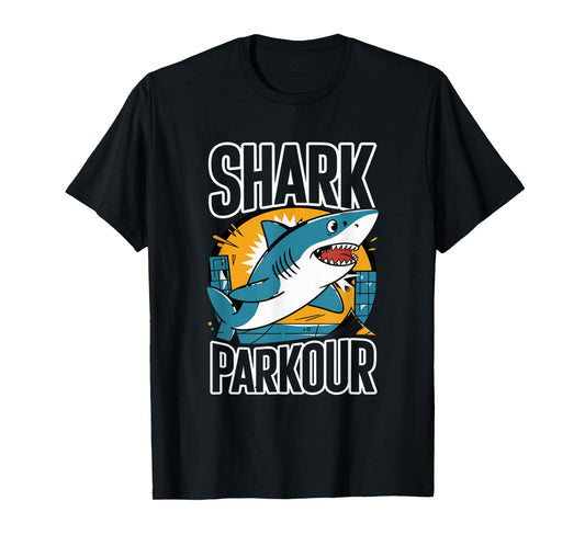 Shark Parkour Energetic Adventure Graphic T-Shirt