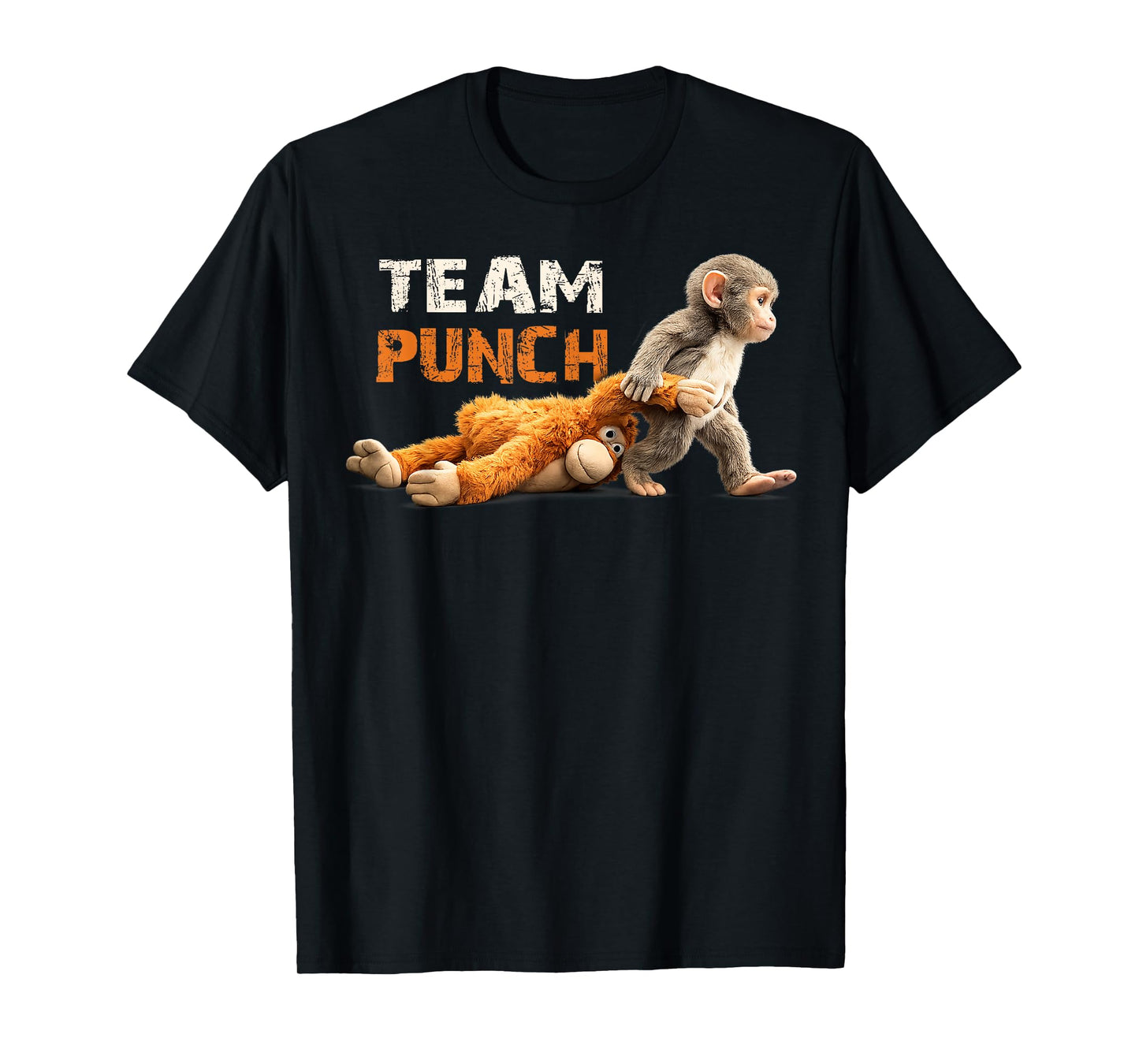 Baby Monkey Punch Team Punch Cute Animal Lover T-Shirt - T-Shirt | Black