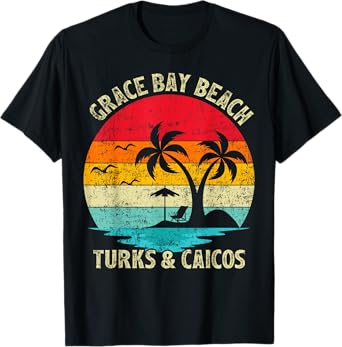 Family Vacation Vintage Turks And Caicos Grace Bay Beach T-Shirt