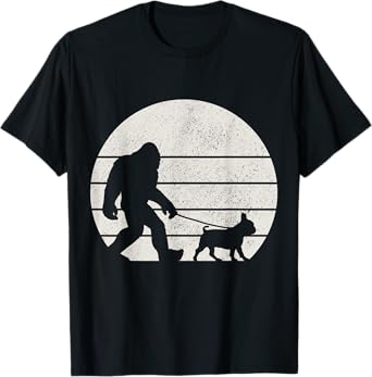 Bigfoot Walking French Bulldog Funny Dog Frenchie Mom Dad T-Shirt