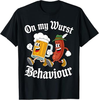Oktoberfest Shirt Men On My Wurst Behaviour German Adults T-Shirt