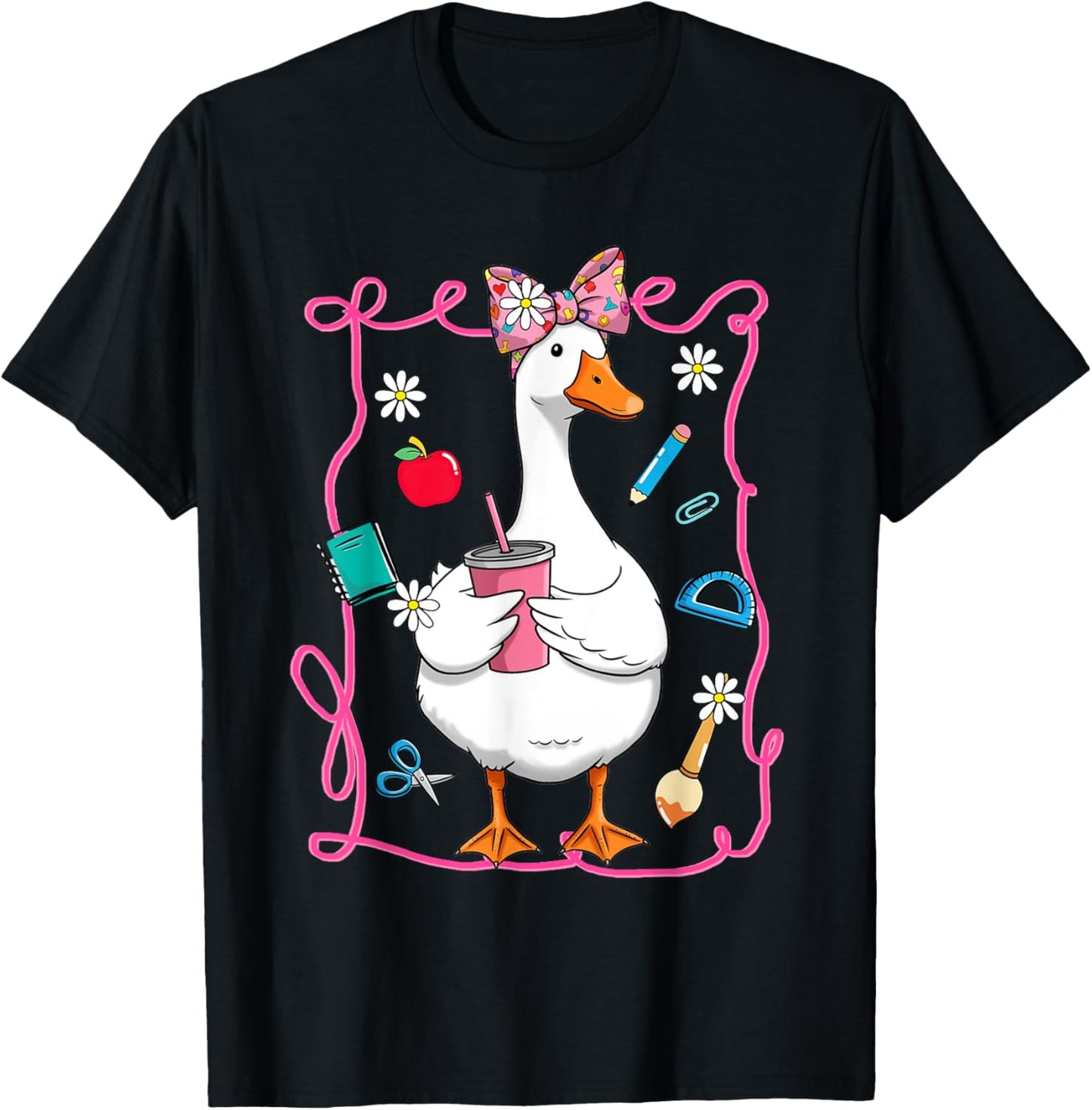 Girly Silly‑Goose Teacher Appreciation Coquette Bow Tee by TeeBrew