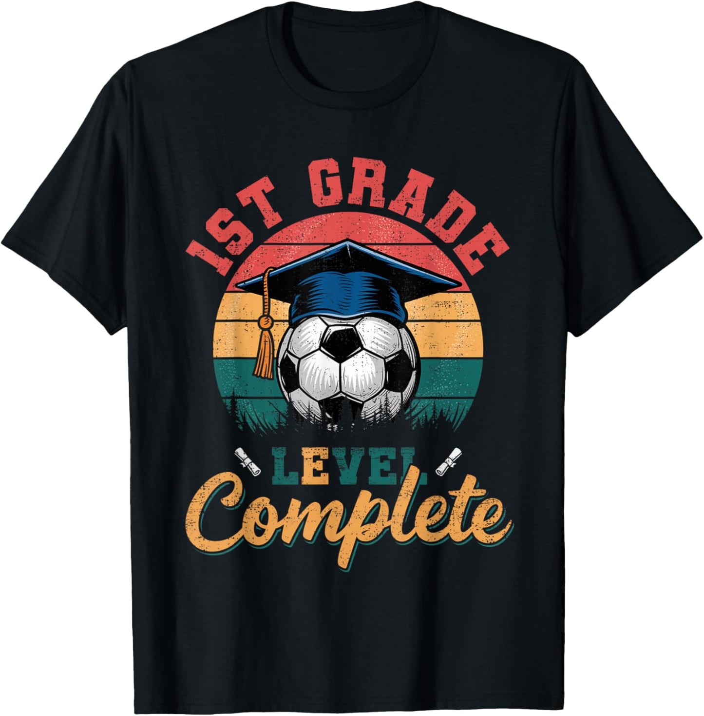 First Grade Level Complete Soccer Boy Girl Last Day Tee by TeeBrew