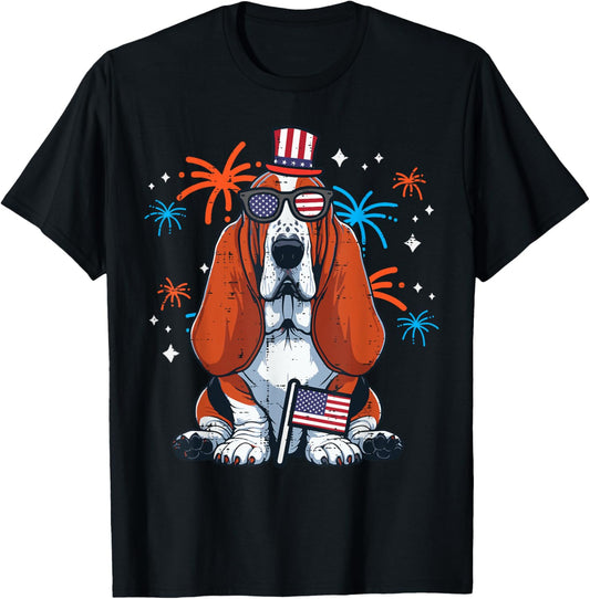 4th Of July Dog Basset Hound Beagle Patriot Women Men Kids T-Shirt