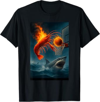 Shrimp Dunking on Shark Funny Fishing Meme T-Shirt