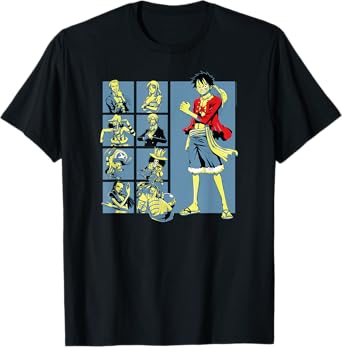 One Piece Anime Pirate Character Grid T-Shirt