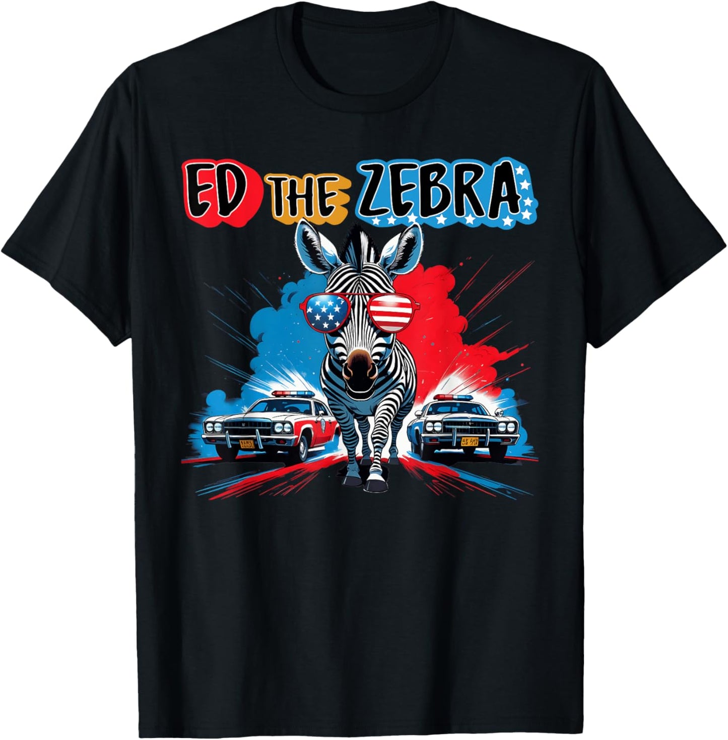 Funny Ed The Zebra 2025 Captured Retro Vintage 4th Of July T-shirt