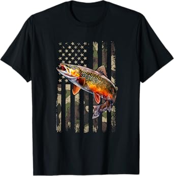 Speckled Brook trout American flag Fishing T-Shirt