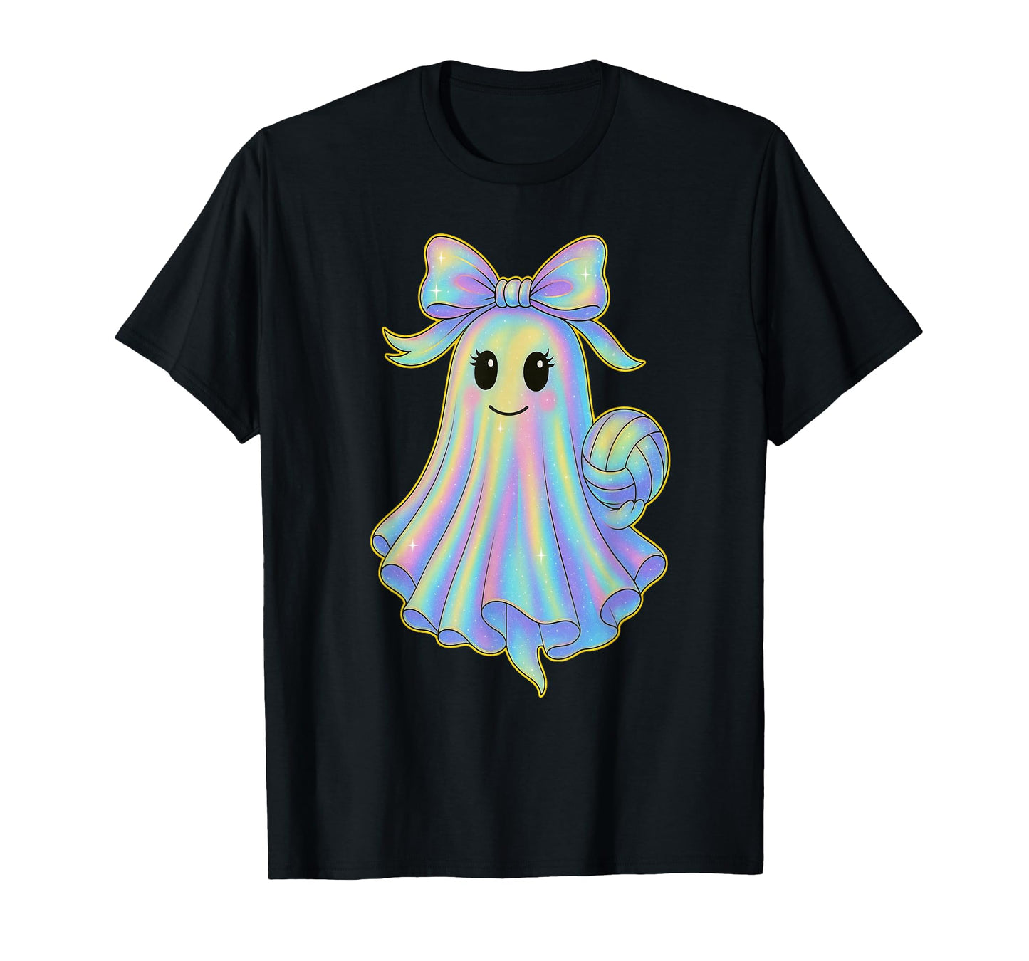 Volleyball Ghost Lover Pastel Halloween Coquette Bow T-Shirt