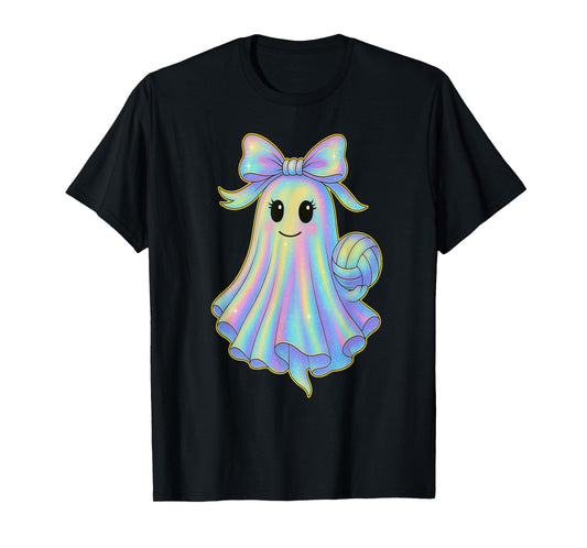 Volleyball Ghost Lover Pastel Halloween Coquette Bow T-Shirt