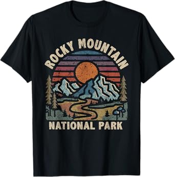 Rocky Mountain National Park Retro Sunset Mountains T-Shirt
