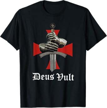 Christian Knight Templar Crusader Sword Armor Deus & Vult T-Shirt