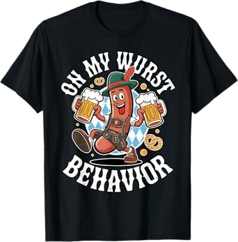 On My Wurst Behavior Schnitzel Bratwurst Funny Oktoberfest T-Shirt