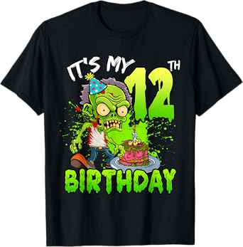 It's My 12th Birthday Zombie Lover 12 Year Old Boys Girls T-Shirt