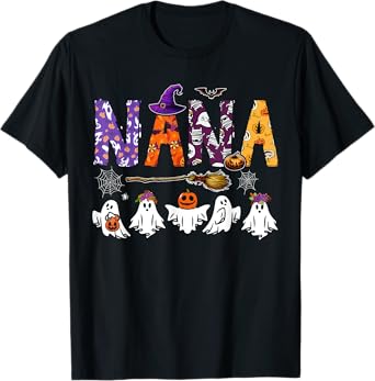 Nana Halloween Boo Ghost Horror Costume Family Funny Party T-Shirt