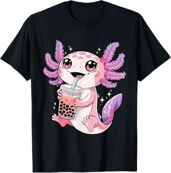 Axolotl shirt Cute Kawaii Anime Boba Tea Boys Girls Kids T-Shirt