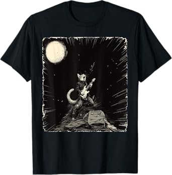 Cat Playing Guitar | Funny Rock Star Classic Rock & Roll Cat T-Shirt for Men Women Kids