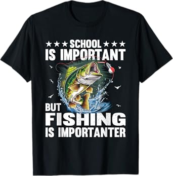 School is Important But Fishing is Importanter Funny Fishing T-Shirt