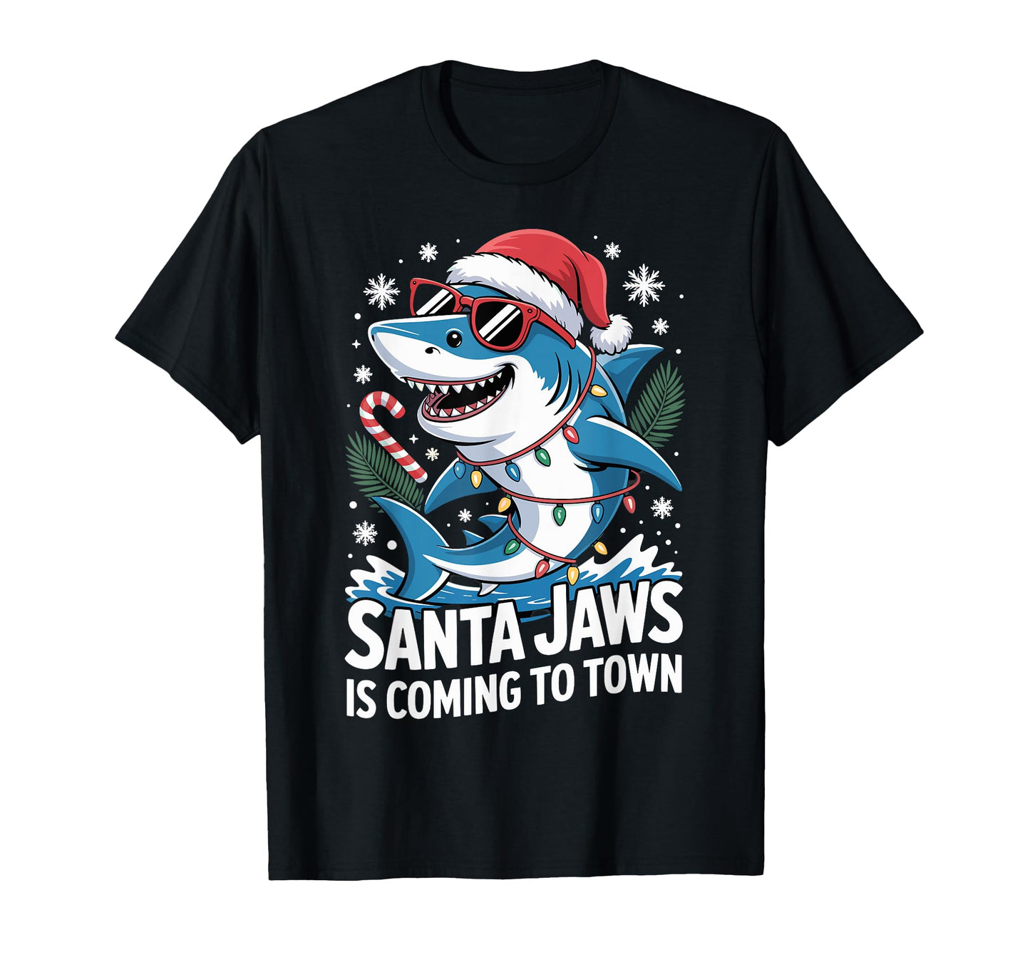 Summer Santa Jaws Vacation Christmas in July Shark T-Shirt