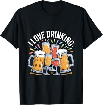 I Love Drinking Beer Glasses Cheers Fun T-Shirt