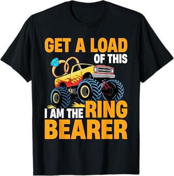 Wedding Iam The Ring Bearer Funny Monster Truck Boys T-Shirt