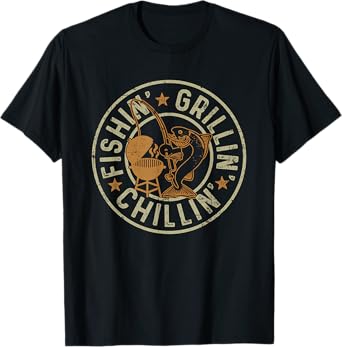 Fishing Grilling Chilling Fishermen BBQ Grill Lover T-Shirt