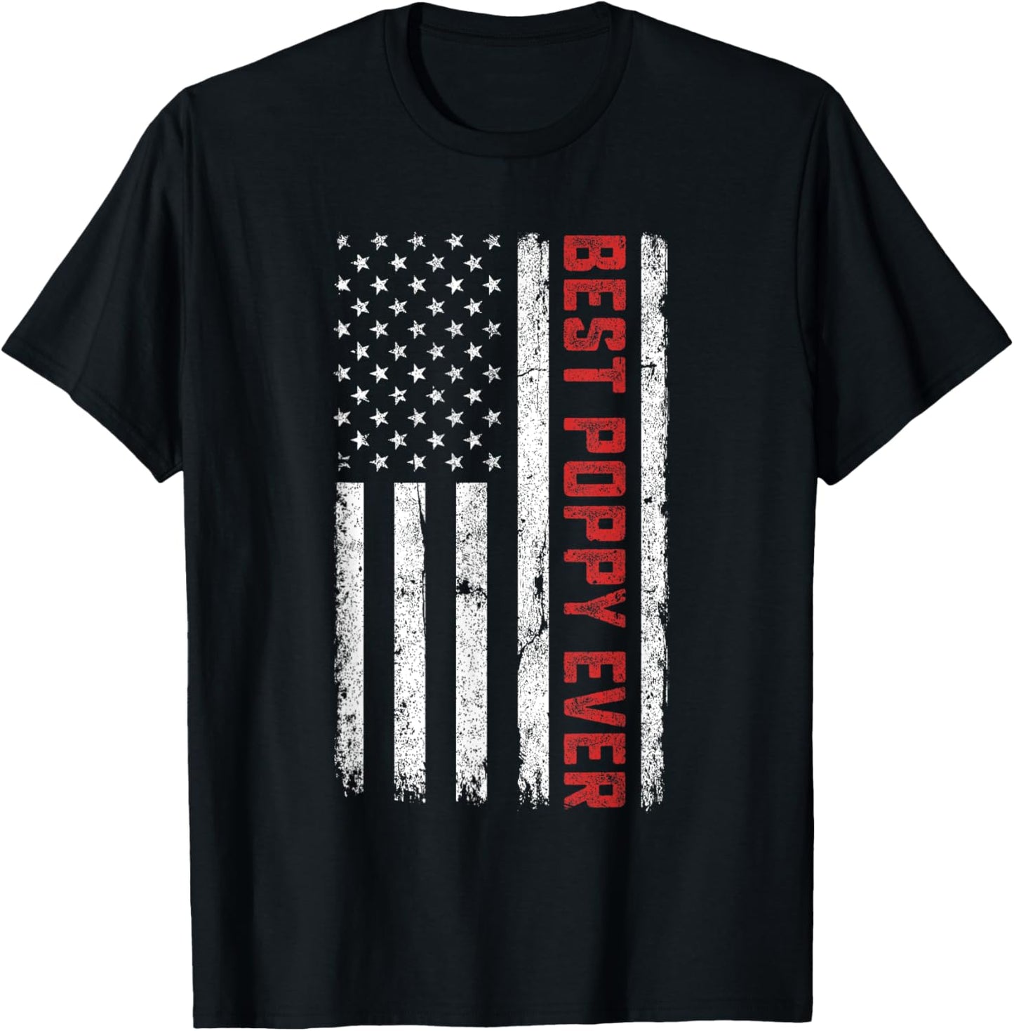 USA American Flag Best Poppy Ever Retro Fathers Day T-Shirt
