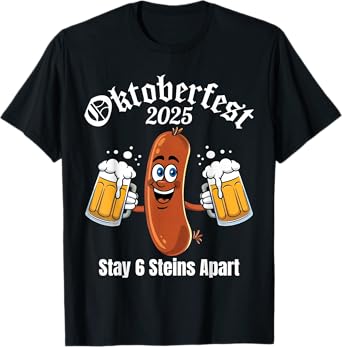 Oktoberfest 2025 6 Stein Apart Beer October Funny Drinking T-Shirt