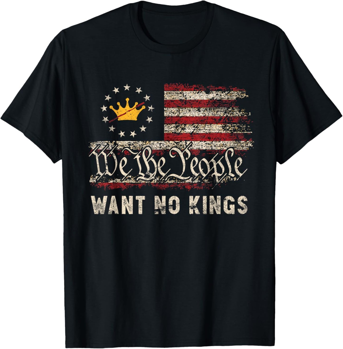 Patriotic Pro-Democracy Politics Protest No Kings In America T-Shirt