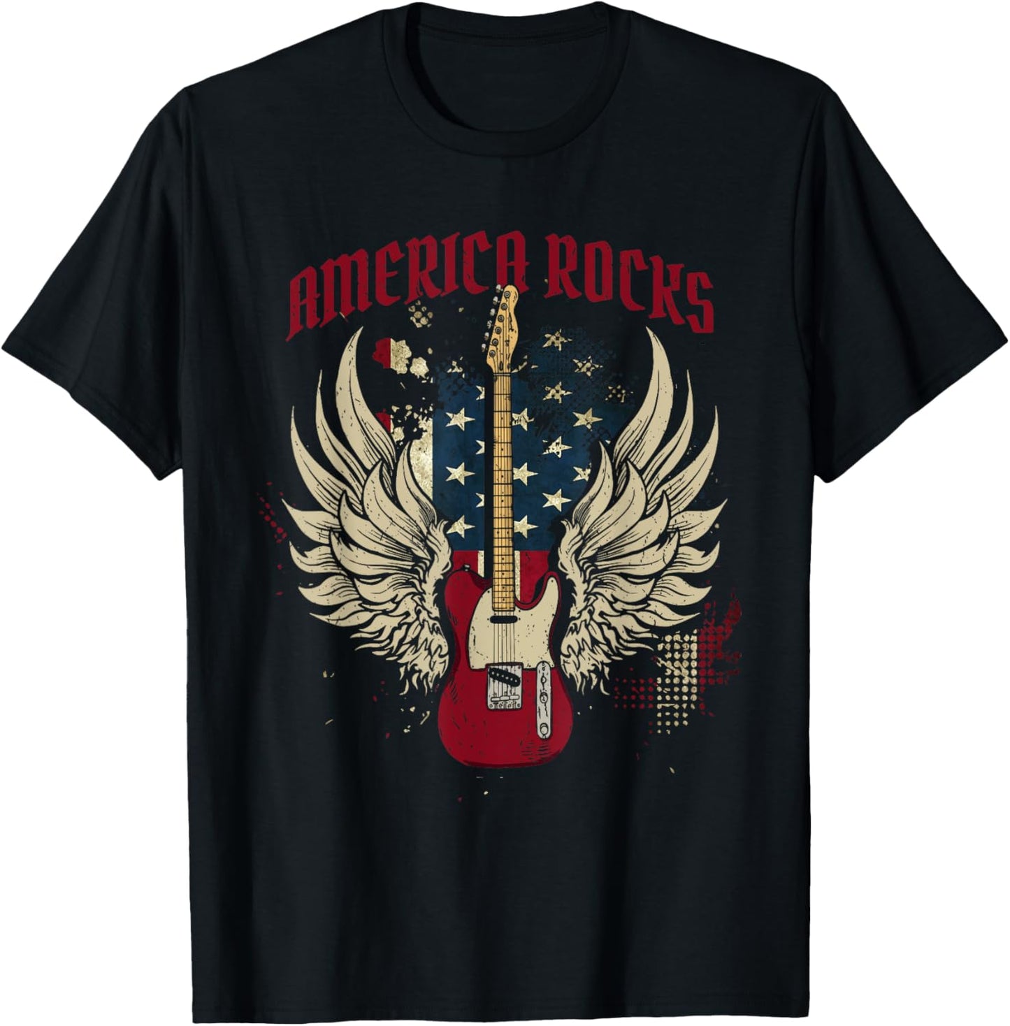 American Flag 4th Of July Guitar T-Shirt