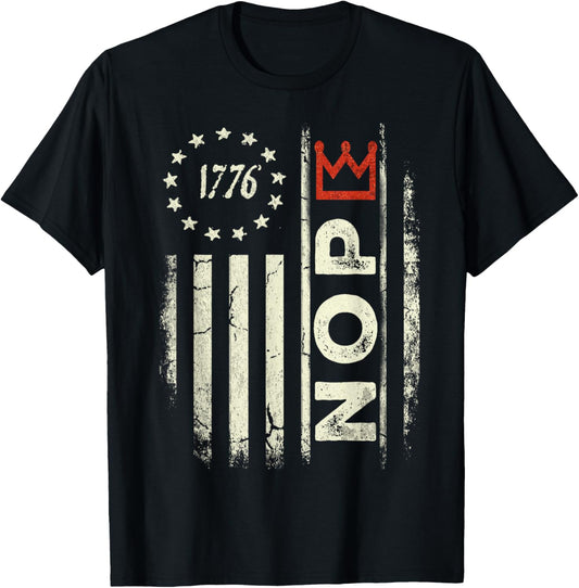 Retro No Kings Protest Sign Vertical American Flag Men Women T-shirt
