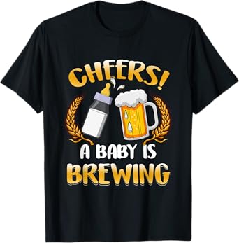 Cheers A Baby Is Brewing Beer Milk Party Drinking Brewer T-Shirt