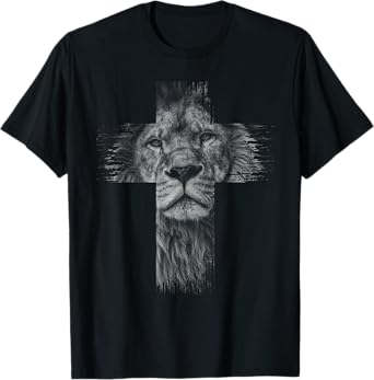 Christian Jesus Lion of Tribe Judah Cross Gift for Men Women T-Shirt