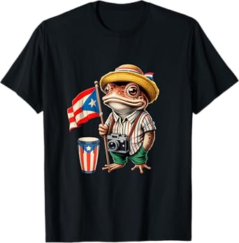 Coqui Frog Puerto Rico Puerto Rican Flag Taino Boricua T-Shirt