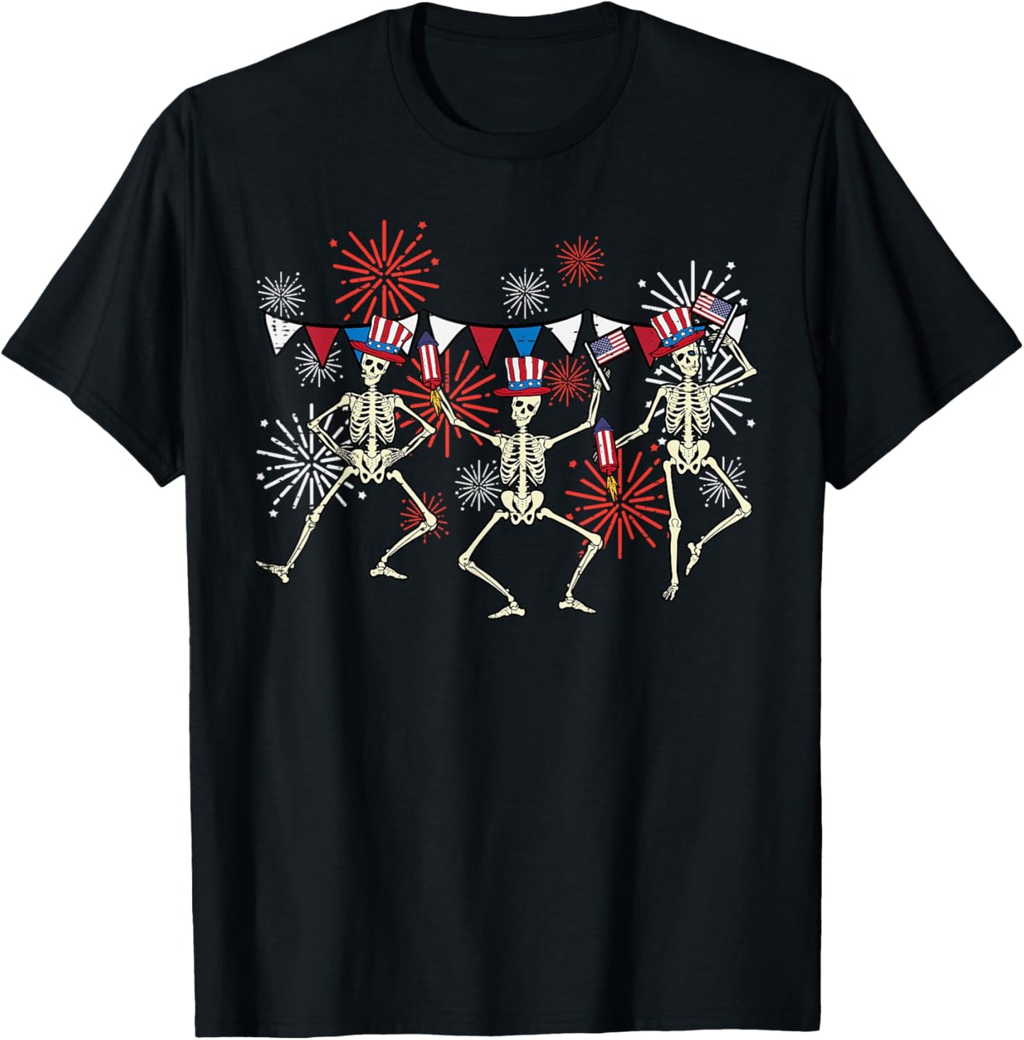 4th Of July Dancing Skeletons Funny Patriotic Men Women Kids T-Shirt
