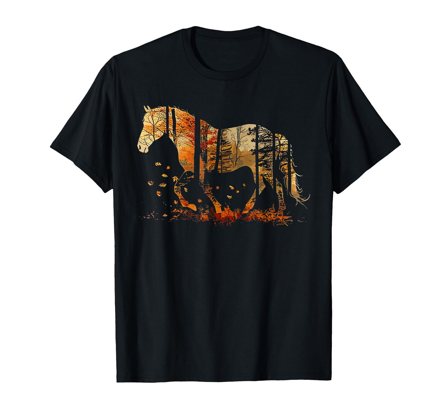 Cute Horse Lover Autumn Leaves Pony Animal Wildlife T-Shirt