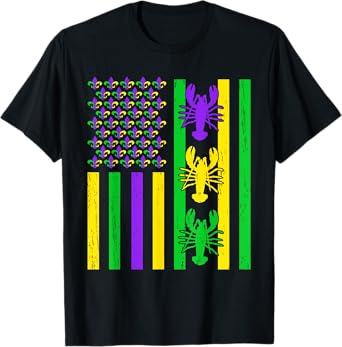 Carnival Mardi Gras American Flag Crawfish | Mens & Womens T-Shirt