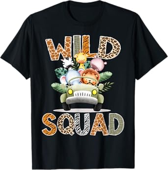 Wild Squad Safari Jungle Animals 1st Birthday Truck T-Shirt
