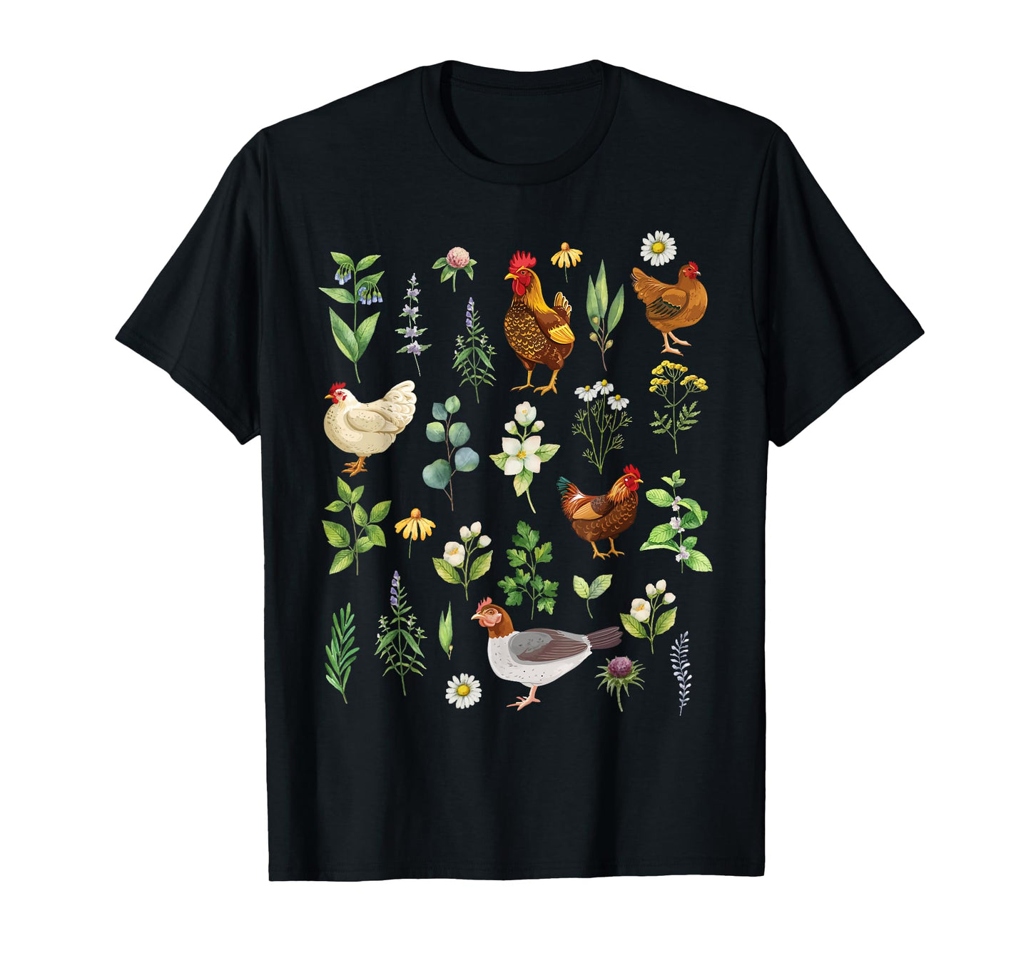 Wildflower Chicken Garden Farm Animal Lover Floral Farmer T-Shirt