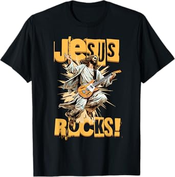 Church and Jesus Is My Jam Funny Jesus Rocks! Guitar Playing Jesus Christ T-Shirt