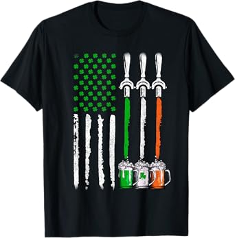 Irish Beer Ireland American Flag St Patricks Day Men Women T-Shirt
