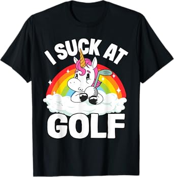 I Suck At Golf Funny Golf Loser Unicorn Sarcastic Golfing T-Shirt