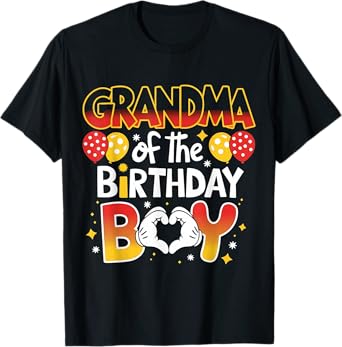 Grandma of The Birthday Boy Family Party Decor Grandson T-Shirt