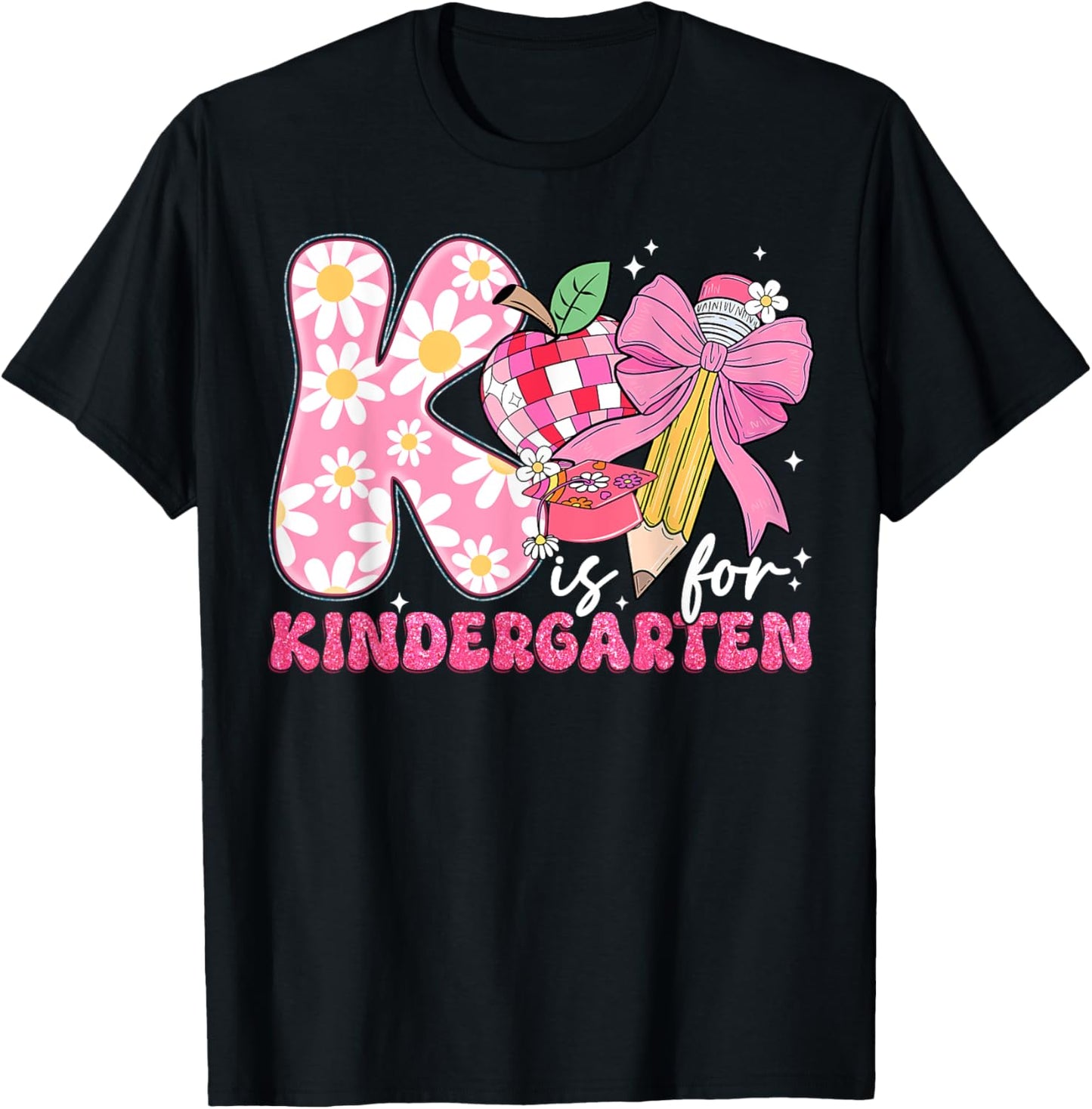 K Is For Kindergarten Teacher Floral Back To School T-shirt by TeeBrew