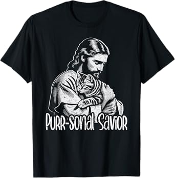 Purr-sonal Savior Jesus Loves Cats Christian Faith T-Shirt
